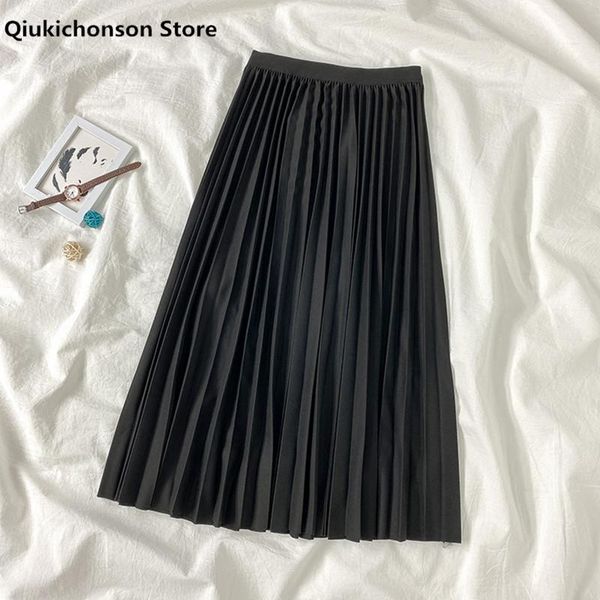 high waist black pleated skirts women spring autumn korean fashion elegant ladies a-line midi long school girl wear jupe
high waist black pleated skirts women spring autumn korean fashion elegant ladies a-line midi long school girl wear jupe