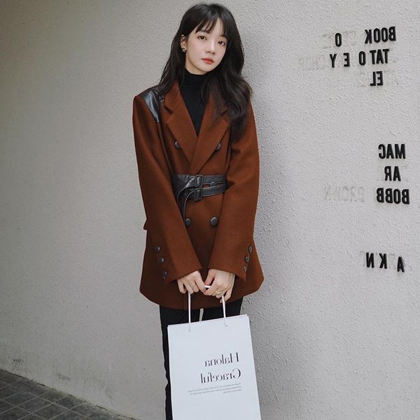 women's jackets autumn winter real s 2021 suit jacket for women casual spring small office lady stitching blazer coat female k800, Black;brown
women's jackets autumn winter real s 2021 suit jacket for women casual spring small office lady stitching blazer coat female k800, Black;brown