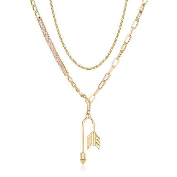 chains shineland trendy zircon gold color twisted arrow pendant for woman alloy double layer chain necklace party fashion gift, Silver
chains shineland trendy zircon gold color twisted arrow pendant for woman alloy double layer chain necklace party fashion gift, Silver