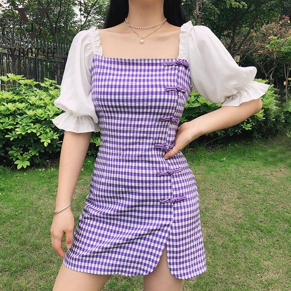 ummer vintage elegant black gothic dress goth modified court bubble sleeves hit the color checkered a-word skirt casual dresses, Black;gray
ummer vintage elegant black gothic dress goth modified court bubble sleeves hit the color checkered a-word skirt casual dresses, Black;gray