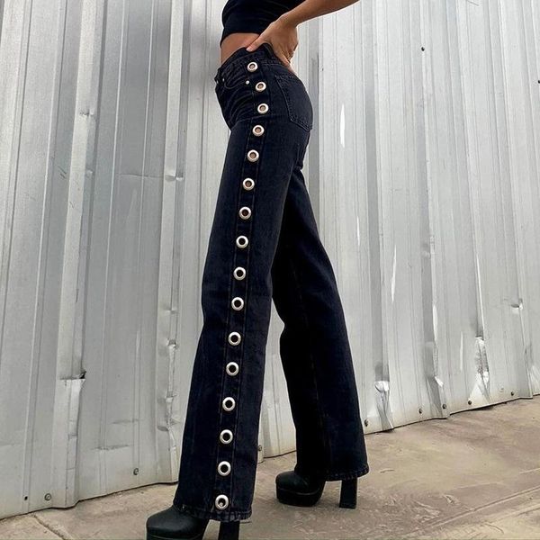 women's high waist jeans 2021 pants side hollow-out straight casual, Blue
women's high waist jeans 2021 pants side hollow-out straight casual, Blue