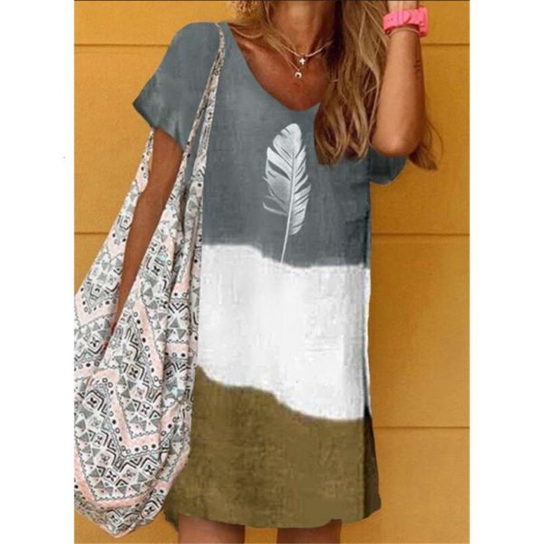 women's t-shirt 2021 short sleeve v-neck knitted print loose dress for women xdav, White
women's t-shirt 2021 short sleeve v-neck knitted print loose dress for women xdav, White