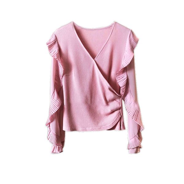 spring autumn new slim ruffles patchwork lace v-neck solid knitwear women 210421, White;black
spring autumn new slim ruffles patchwork lace v-neck solid knitwear women 210421, White;black