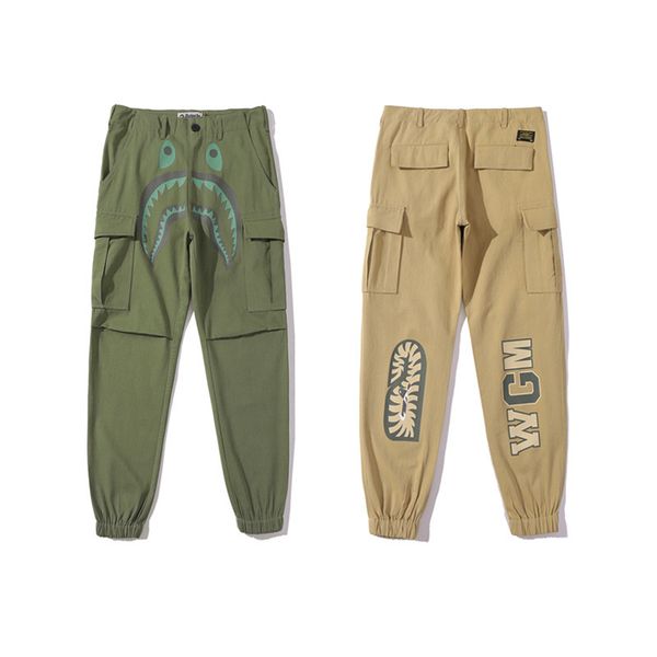 pants trousers 2021 brand shark head letter multi pocket men's and women's casual corset overalls, Black 
pants trousers 2021 brand shark head letter multi pocket men's and women's casual corset overalls, Black