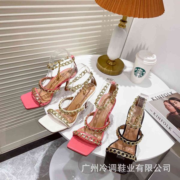 thin high-heeled sandals women's summer chain square head open toe high-heeled word buckle roman women's shoes, Black
thin high-heeled sandals women's summer chain square head open toe high-heeled word buckle roman women's shoes, Black