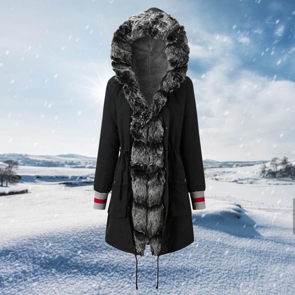 women's fur & faux winter mid-model beltless cold lapel korean coat vintage elegant coats, Black
women's fur & faux winter mid-model beltless cold lapel korean coat vintage elegant coats, Black