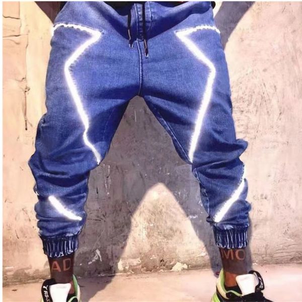 men's pants 2021 spring and summer jeans personalized reflective hip hop high street large loose, Black
men's pants 2021 spring and summer jeans personalized reflective hip hop high street large loose, Black