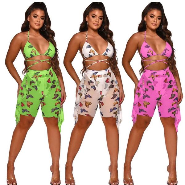 beach style butterfly printed two piece set backless halter crop and shorts sets mesh ruffles ribbons lace up with underwear women's tr, Gray
beach style butterfly printed two piece set backless halter crop and shorts sets mesh ruffles ribbons lace up with underwear women's tr, Gray