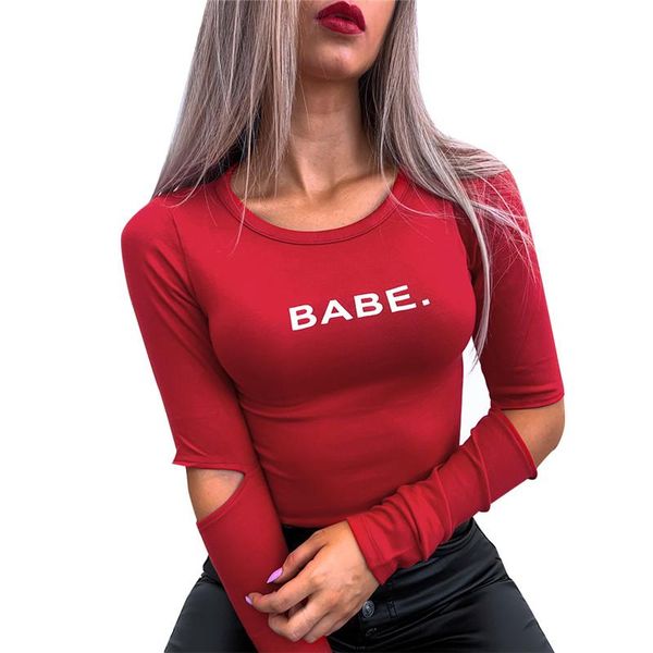 women's t-shirt women crop letter print autumn basic casual fashion tee shirt clothes female streetwear long sleeve cutout pullover, White
women's t-shirt women crop letter print autumn basic casual fashion tee shirt clothes female streetwear long sleeve cutout pullover, White