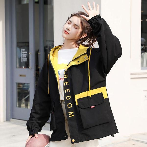 women's trench coats 2021 spring autumn korean women jacket harajuku fashion hooded cartoon print outwear loose coat female windbreaker, Tan;black
women's trench coats 2021 spring autumn korean women jacket harajuku fashion hooded cartoon print outwear loose coat female windbreaker, Tan;black