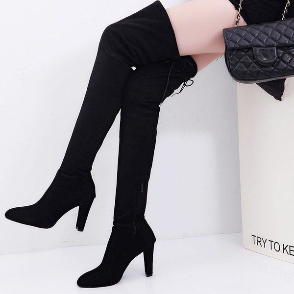 boots women in autumn winter high tube over the knee thin leg thick heel long thigh flat, Black
boots women in autumn winter high tube over the knee thin leg thick heel long thigh flat, Black