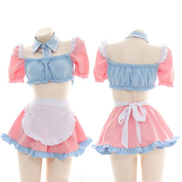 two dimensional fun uniform navel exposed nightdrs home pajama maid suit t0133, Red;black
two dimensional fun uniform navel exposed nightdrs home pajama maid suit t0133, Red;black