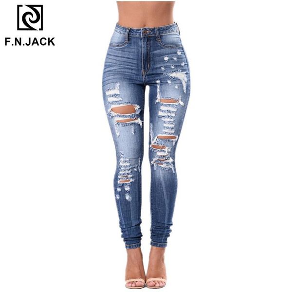 women's jeans f.n.jack women skinny hole high waist denim casual pants for woman, Blue
women's jeans f.n.jack women skinny hole high waist denim casual pants for woman, Blue