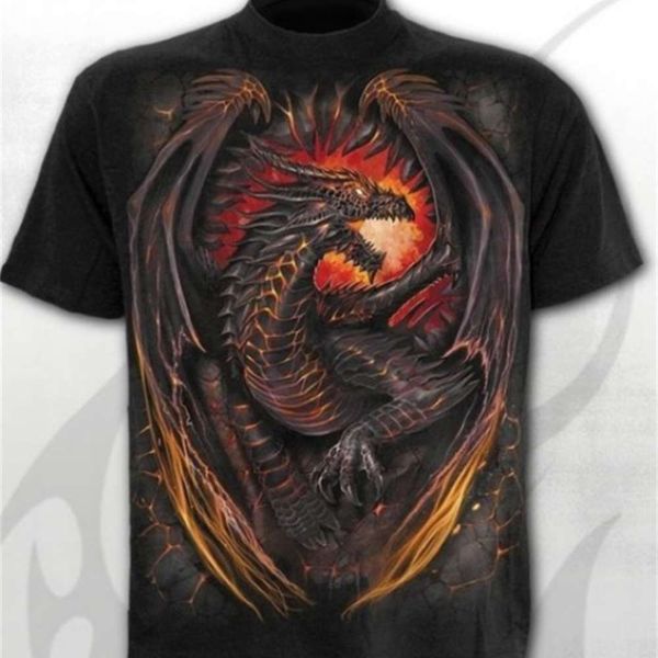 popular dragon 3d digital short sleeve men's t-shirt casual loose, White;black