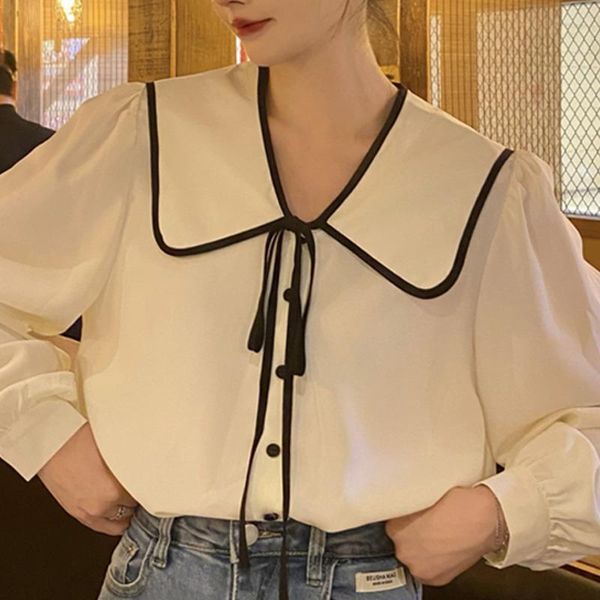 women's blouses & shirts apricot long sleeve shirt design sense of minority spring and autumn 2021 korean sweet chic top, White
women's blouses & shirts apricot long sleeve shirt design sense of minority spring and autumn 2021 korean sweet chic top, White