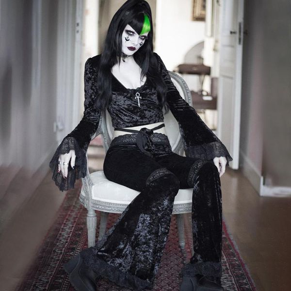 women's pants & capris insgoth mall goth high waist flared aesthetic lace patchwork trousers women vintage elegant velvet christmas, Black;white
women's pants & capris insgoth mall goth high waist flared aesthetic lace patchwork trousers women vintage elegant velvet christmas, Black;white