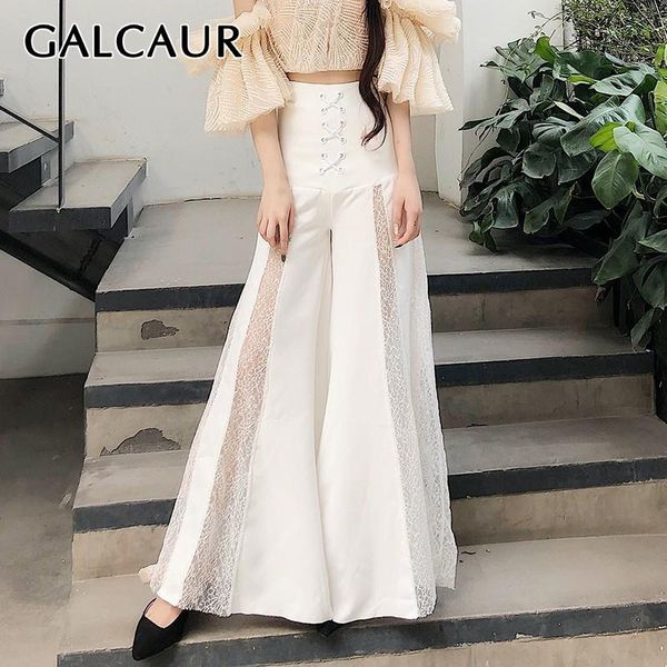 elegant long wide leg pants high waist lace patchwork bandage trouser for women oversized fashion 2021 fall clothes women's & capris, Black;white
elegant long wide leg pants high waist lace patchwork bandage trouser for women oversized fashion 2021 fall clothes women's & capris, Black;white