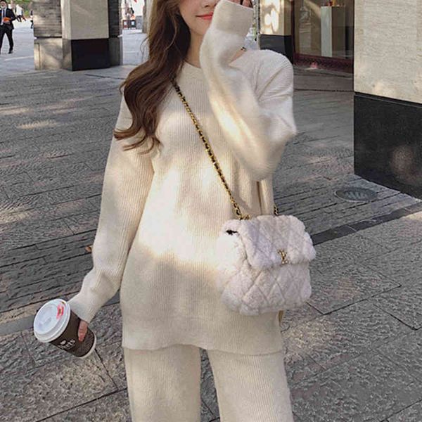 women's two piece pants realefft autumn 2 female ensembles knitting sweatshirt i wrap neck split shirt and loose legged pullover suits, White
women's two piece pants realefft autumn 2 female ensembles knitting sweatshirt i wrap neck split shirt and loose legged pullover suits, White
