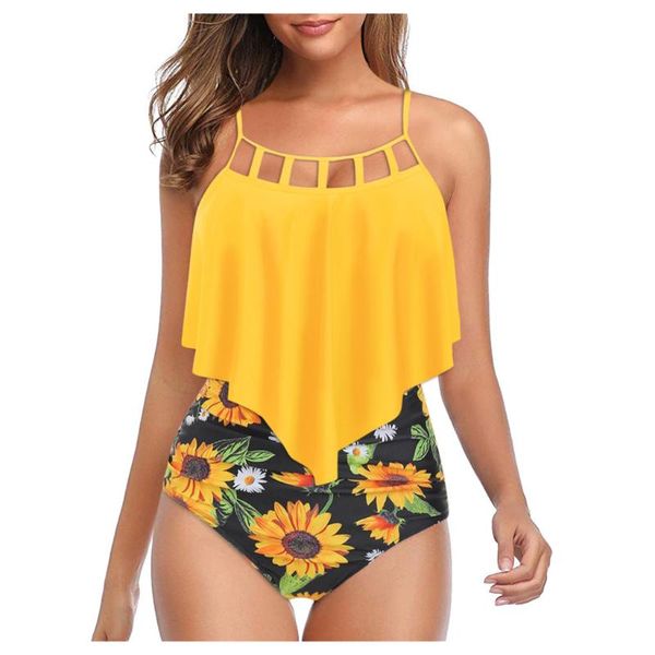 women's swimwear sunflower print bikini women pleated ruffled brazilian ladies high waist beachwear swimsuit stroje kompielowe #g1, White;black
women's swimwear sunflower print bikini women pleated ruffled brazilian ladies high waist beachwear swimsuit stroje kompielowe #g1, White;black