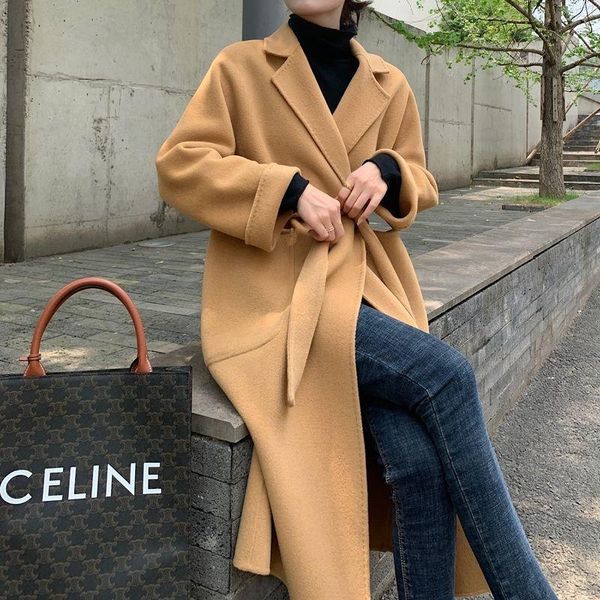 women's wool & blends 2021 autumn winter pure handmade double-sided cashmere coat medium long 100% loose thickened, Black
women's wool & blends 2021 autumn winter pure handmade double-sided cashmere coat medium long 100% loose thickened, Black