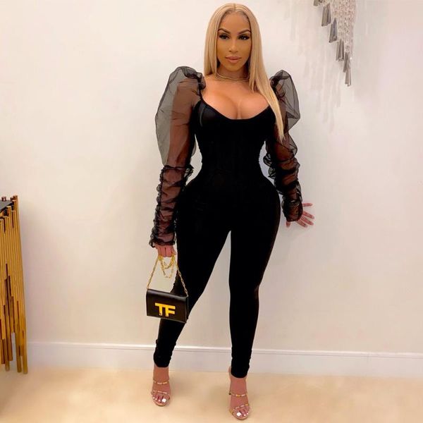 women's jumpsuits & rompers 2021 woman jumpsuit fashion est puff sleeve net yarn wrinkle sexy, Black;white
women's jumpsuits & rompers 2021 woman jumpsuit fashion est puff sleeve net yarn wrinkle sexy, Black;white