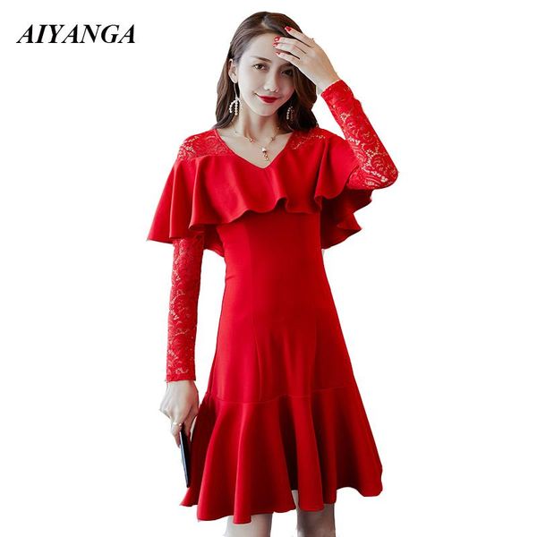 casual dresses women patchwork lace dress for 2021 autumn long sleeve a-line slim elegant ladies red female s//l/xl, Black;gray
casual dresses women patchwork lace dress for 2021 autumn long sleeve a-line slim elegant ladies red female s//l/xl, Black;gray