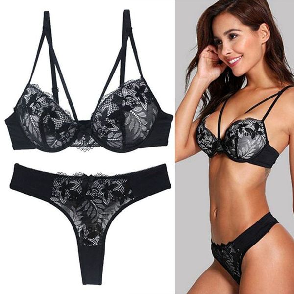 women's weimi underwear lace bra suit gathering, Black;white