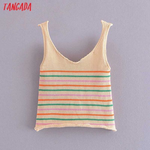 tangada women colorful striped pattern cropped tanks sleeveless backless female knit sw34 210609, White
tangada women colorful striped pattern cropped tanks sleeveless backless female knit sw34 210609, White