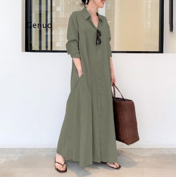 casual dresses 2021 women shirt dress autumn lapel neck long sleeve maxi sundress elegant office work solid vestidos, Black;gray
casual dresses 2021 women shirt dress autumn lapel neck long sleeve maxi sundress elegant office work solid vestidos, Black;gray