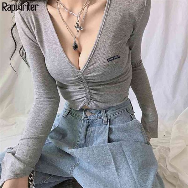 preppy style gray women's t-shirt harajuku letter v neck long sleeve cotton crop tee shirts single-breasted clothes 210510, White
preppy style gray women's t-shirt harajuku letter v neck long sleeve cotton crop tee shirts single-breasted clothes 210510, White