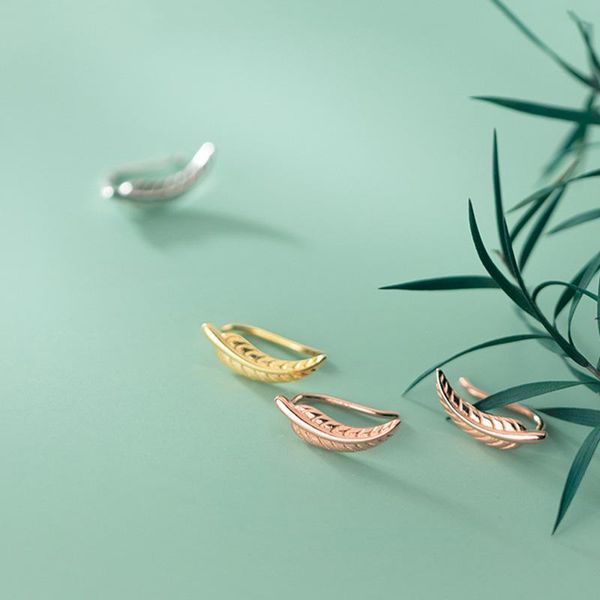 real 925 sterling silver feather stud earrings for fashion women party fine jewelry hiphop minimalist accessories, Golden;silver
real 925 sterling silver feather stud earrings for fashion women party fine jewelry hiphop minimalist accessories, Golden;silver