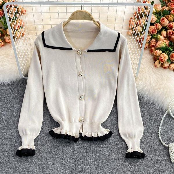 women's knits & tees uulutonica spring/autumn women elegant fashion collar button single breasted solid short knitting gardigan, White
women's knits & tees uulutonica spring/autumn women elegant fashion collar button single breasted solid short knitting gardigan, White