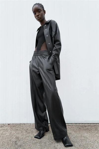 women's pants & capris plutonium leather pants high elastic casual waistband loose baggy longer foot size 2021 streetwear pantalon, Black;white
women's pants & capris plutonium leather pants high elastic casual waistband loose baggy longer foot size 2021 streetwear pantalon, Black;white