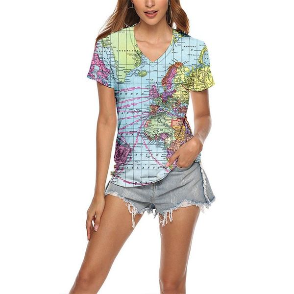 women's t-shirt 2021 summer women 3d floral print t shirt short sleeve fashion clothes casual streetwear v-neck female map, White
women's t-shirt 2021 summer women 3d floral print t shirt short sleeve fashion clothes casual streetwear v-neck female map, White