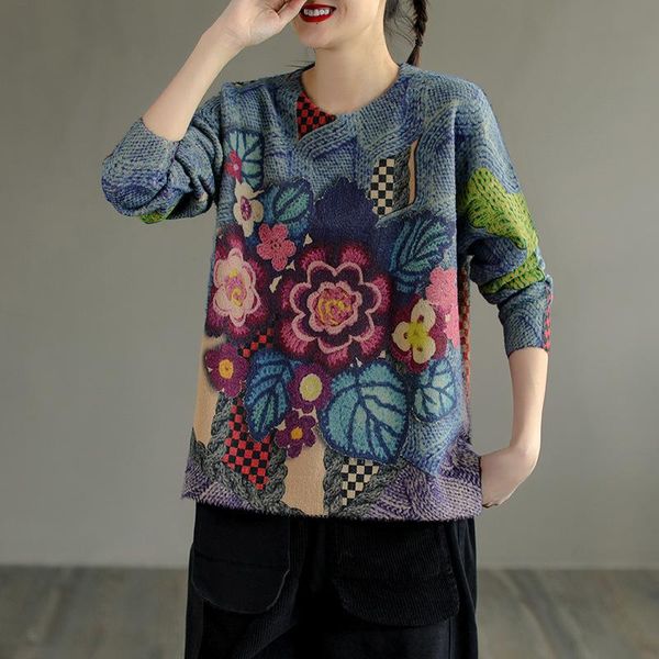 women's sweaters fairynatural ladies fashion floral print loose pulloverswinter british style women elegant retro jumpers o-neck casual, White;black
women's sweaters fairynatural ladies fashion floral print loose pulloverswinter british style women elegant retro jumpers o-neck casual, White;black