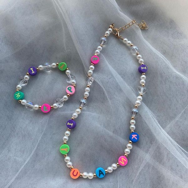 earrings & necklace bohemian style colorful handmade beaded female soft ceramic letter heart-shaped pearl short chain bracelet, Silver
earrings & necklace bohemian style colorful handmade beaded female soft ceramic letter heart-shaped pearl short chain bracelet, Silver