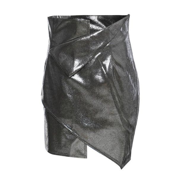 skirts tide brand 2021 spring women's fashion futuristic metal bling shiny irregular design package hip skirt silver short, Black
skirts tide brand 2021 spring women's fashion futuristic metal bling shiny irregular design package hip skirt silver short, Black
