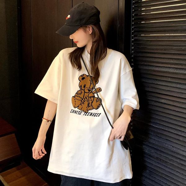 women's t-shirt t-shirts japanese kawaii ladies ulzzang loose ins letter embroidery bear female korean harajuku clothes for women, White
women's t-shirt t-shirts japanese kawaii ladies ulzzang loose ins letter embroidery bear female korean harajuku clothes for women, White