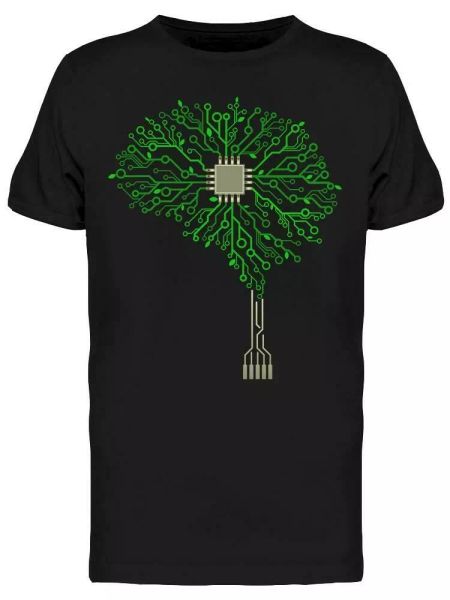 Circuit Board Green Tree Tee Men's -Image by Shutterstock, White;black