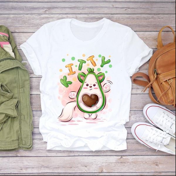 cartoon avocado fashion casual women t shirts cat short sleeve print graphic tee, White
cartoon avocado fashion casual women t shirts cat short sleeve print graphic tee, White