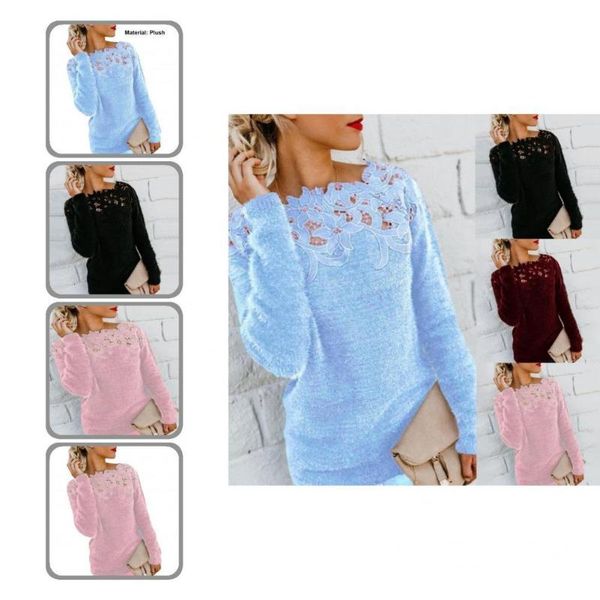 women's sweaters stylish pullover women sweater lace comfy pure color knitted, White;black
women's sweaters stylish pullover women sweater lace comfy pure color knitted, White;black