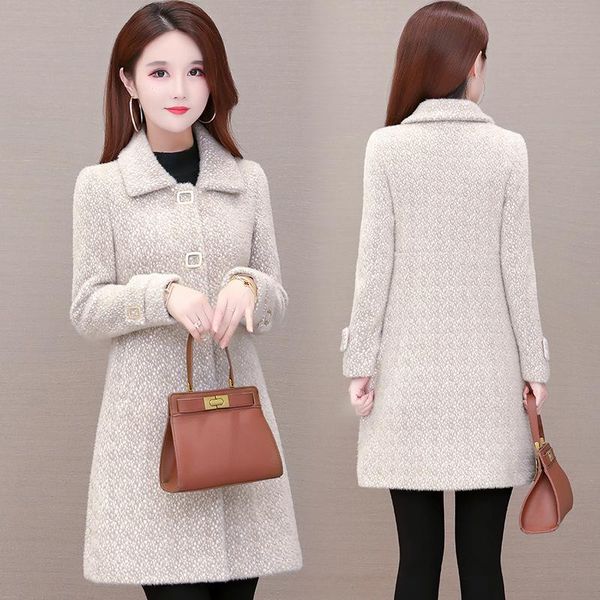 women's wool & blends fashion temperament imitated mink coat female 2021 warm winter show a body in the long thin fur, Black
women's wool & blends fashion temperament imitated mink coat female 2021 warm winter show a body in the long thin fur, Black