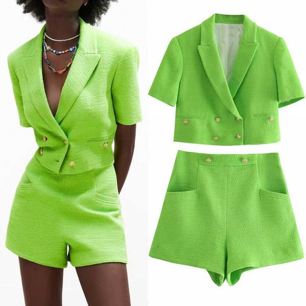 za suits 2 piece fashion simple fruit green office women casual chic slim short youth women 210601, White
za suits 2 piece fashion simple fruit green office women casual chic slim short youth women 210601, White