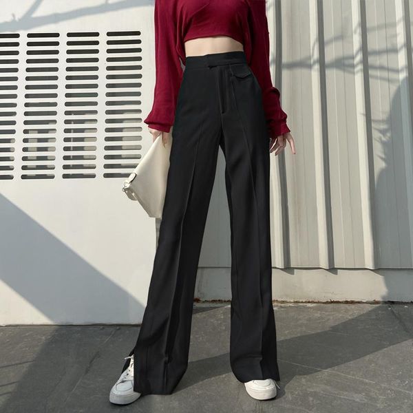 women's pants & capris 2021 casual street lady spring korean fashion split vintage high waist ol streetwear long trousers, Black;white
women's pants & capris 2021 casual street lady spring korean fashion split vintage high waist ol streetwear long trousers, Black;white