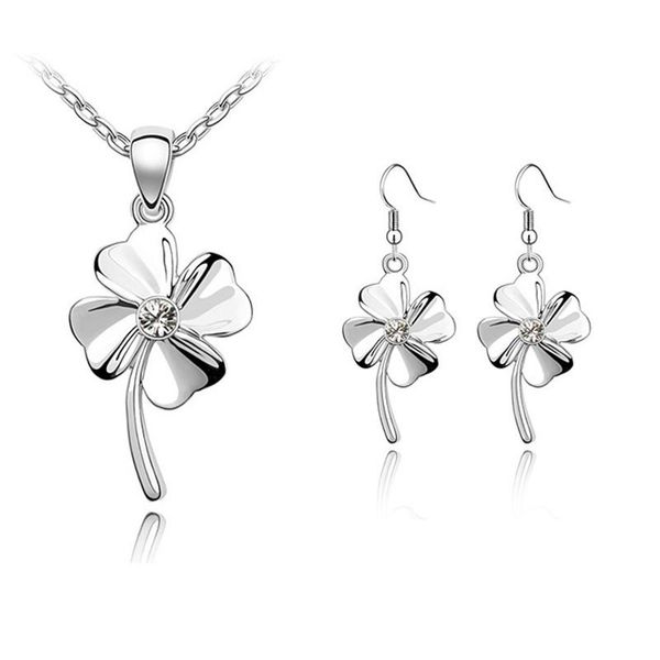 earrings & necklace austrian crystal pendant earring happy clover set lucky jewelry party dress accessories, Silver
earrings & necklace austrian crystal pendant earring happy clover set lucky jewelry party dress accessories, Silver