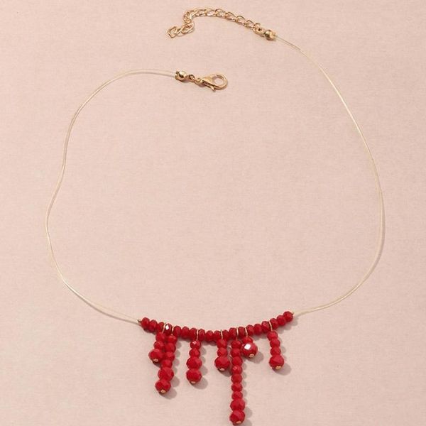 chains fashion halloween blood drop necklace exaggerated rice red funny accessories party bead jewelry women p6o2, Silver
chains fashion halloween blood drop necklace exaggerated rice red funny accessories party bead jewelry women p6o2, Silver