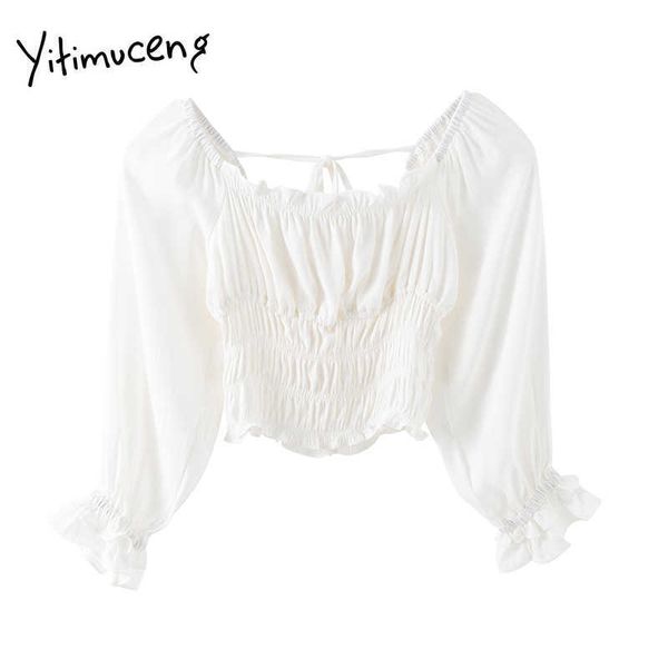 yitimuceng white blouse women bow lace up folds backless shirts long sleeve square collar solid spring summer fashion 210601
yitimuceng white blouse women bow lace up folds backless shirts long sleeve square collar solid spring summer fashion 210601