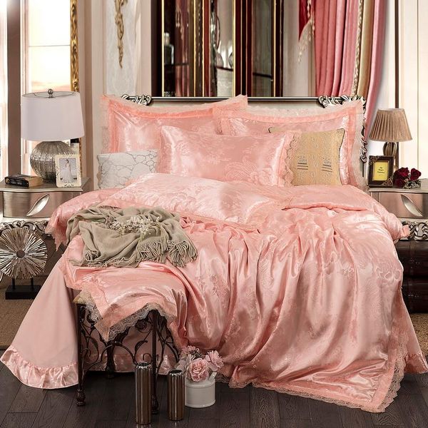 bedding sets 2021 lace and satin jacquard luxury set soft bedclothes duvet/quilt cover bed linen sheet pieces 4
bedding sets 2021 lace and satin jacquard luxury set soft bedclothes duvet/quilt cover bed linen sheet pieces 4