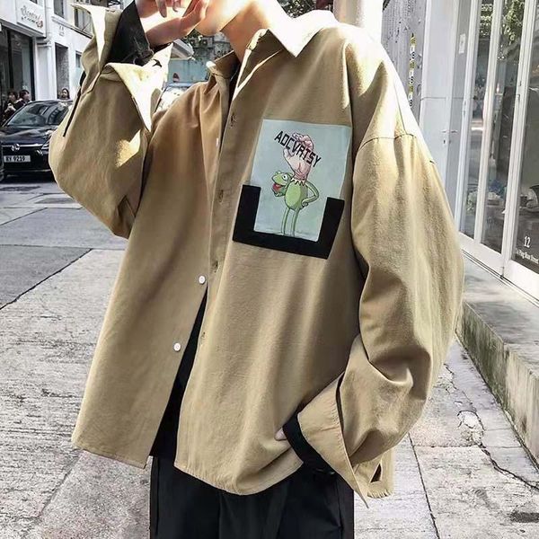 men's casual shirts hong kong style ins cartoon print shirt male korean version of the trend student hit color loose long-sleeved thin, White;black
men's casual shirts hong kong style ins cartoon print shirt male korean version of the trend student hit color loose long-sleeved thin, White;black