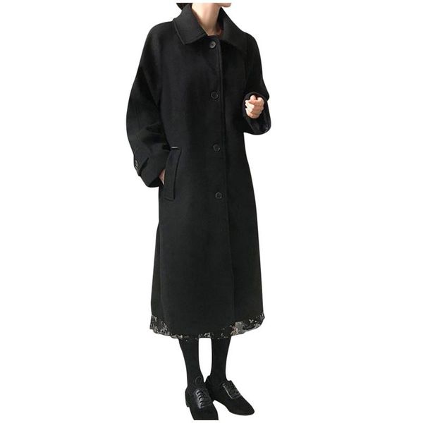 women's wool & blends women work solid vintage winter office long sleeve button woolen jacket coat blouse warm pullover 2021, Black
women's wool & blends women work solid vintage winter office long sleeve button woolen jacket coat blouse warm pullover 2021, Black
